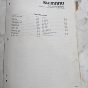Repair/Service Parts List Catalog Book Manual Fishing Reels 1992 Shimano