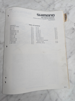 Repair/Service Parts List Catalog Book Manual Fishing Reels 1992 Shimano