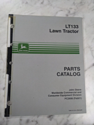 John Deere Jd Service Parts List Manual Catalog Lawn Tractor Lt133 Pc2606 2001