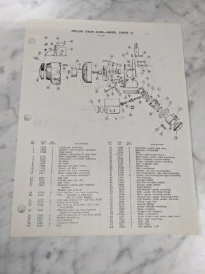 Poulan Illustrated Service Parts List Manual Catalog Chain Saws Super 33 1971