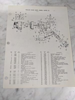 Poulan Illustrated Service Parts List Manual Catalog Chainsaws Super 33 1971