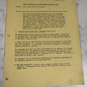 Us Department Of Commerce 1958 Flight Operations & Airworthiness Release #420
