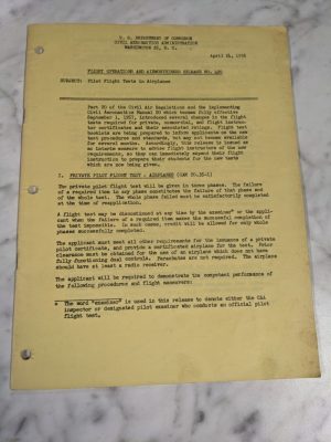 Us Department Of Commerce 1958 Flight Operations & Airworthiness Release #420