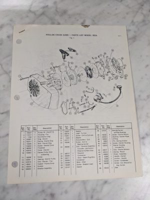Poulan Illustrated Chain Saws Service Parts List Manual Catalog Model 252A 1971