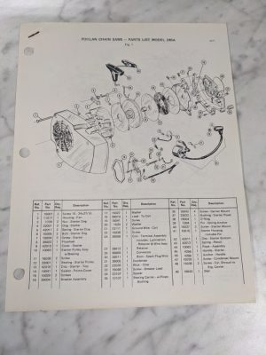 Poulan Illustrated Chainsaws Service Parts List Manual Catalog Model 245A 1971
