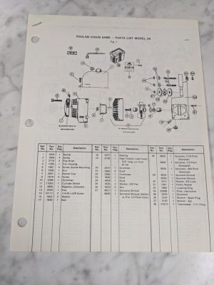 Poulan Illustrated Chain Saws Service Parts List Manual Catalog Model 54 1971