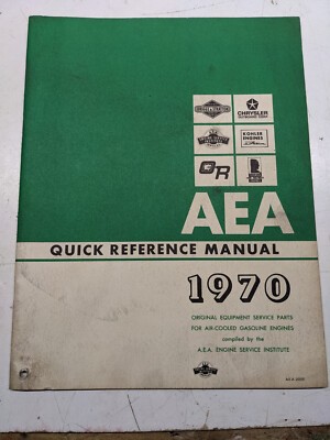 Quick Reference Parts Manual Esa 1970; Briggs Chrysler Kohler Tecumseh