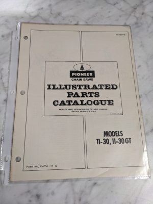 Pioneer Illustrated Service Parts List Manual Chain Saws Model 11-30 Gt 1972