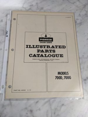 Pioneer Illustrated Chain Saws Service Parts Manual List 700D 700G 1972 430305