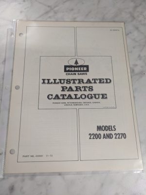 Pioneer Chain Saws Service Parts Manual Catalog List Model 2200 2270 1972 430061