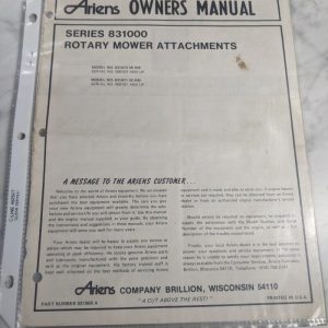 Airens Owners Manual Series 831000 Rotary Mower Atttachments 031968 A