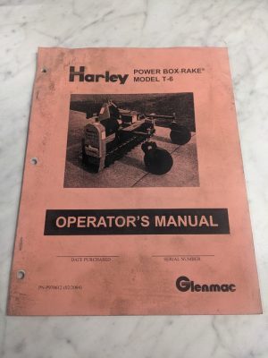 Harley Power Box Rake Model T-6 Operator'S Owners Manual Glenmac 2004 P970612