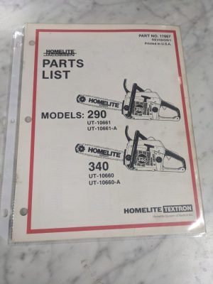Homelite Chain Saws Illustrated Service Parts List Manual Model 290 340 17867 R1