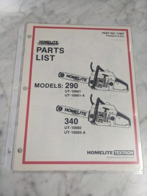 Homelite Chain Saws Illustrated Service Parts List Manual Model 290 340 17867
