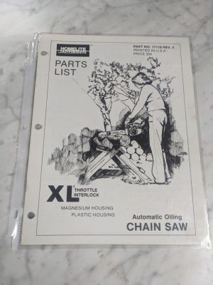 Homelite Chain Saws Illustrated Service Parts List Manual Model Xl 17118 Rev 4
