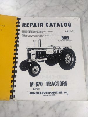 Jensales Parts List Book Manual Catalog Minneapolis Moline M-670 Super R-2110 A