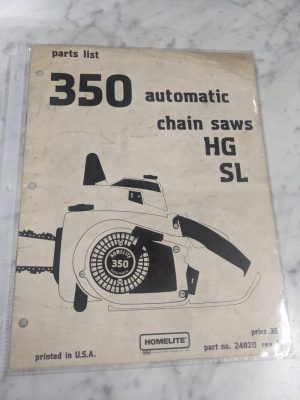 Homelite Chain Saws Illustrated Service Parts List Manual Model 350 Hg Sl 24820