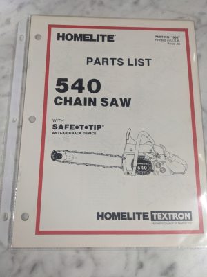 Homelite Chain Saws Illustrated Service Parts List Manual Model 540 18087