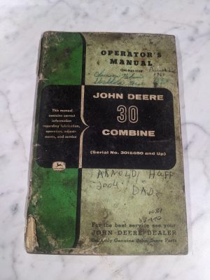 John Deere Operator'S Service Manual Om-H61-1158 #30 Combine 3018650+