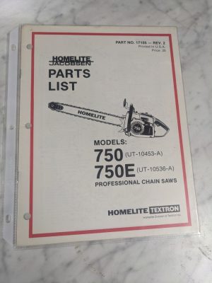 Homelite Chain Saws Illustrated Service Parts List Manual Model 750 E 17105 Rev2