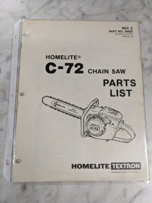 Homelite Chain Saws Illustrated Service Parts List Manual Model C-72 24602