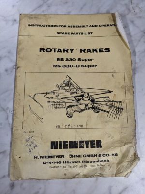 Niemeyer Rotary Rakes Rs 330-D Super Owner Operator Service Manual Parts List