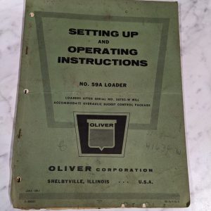Oliver Setting Up Operator Service Manual Instructions #59A Tractor Loader 1961