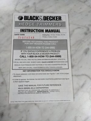 Black & Decker Hedge Trimmers Instruction Owner Manual Tr14000-Tr2200