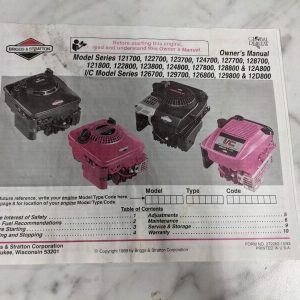 Briggs & Stratton Owner'S Manual 1989 1993 121700 122700 129800 12D800 126700