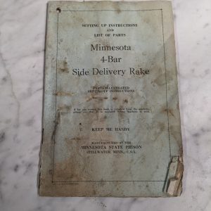 Minnesota State Prison 4-Bar Side Delivery Rake Setup Owner Service Parts Manual
