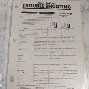 Omark Chain Saw Bar Trouble Shooting Guide Instruction Oregon