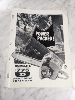 Homelite Model 775 D Chain Saw Sales Brochure Literature Advertisment Ad