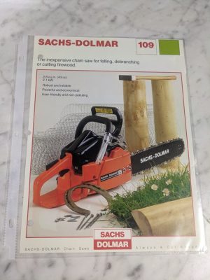 Sachs-Dolmar Chain Saw Model 109 Sales Brochure Literature Advertisment Ad