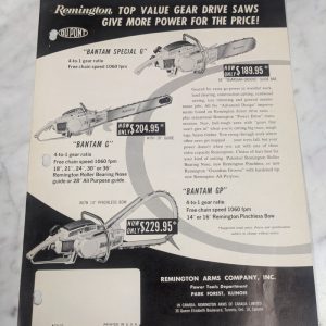 Remington Chainsaw Bantam G Gp Sales Brochure Literature Advertisment Ad