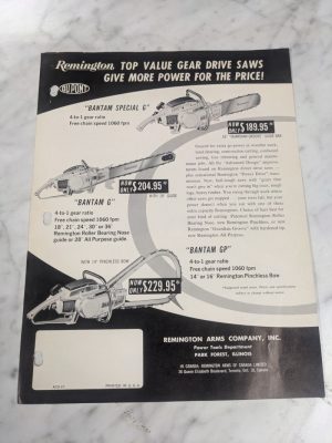 Remington Chainsaw Bantam G Gp Sales Brochure Literature Advertisment Ad