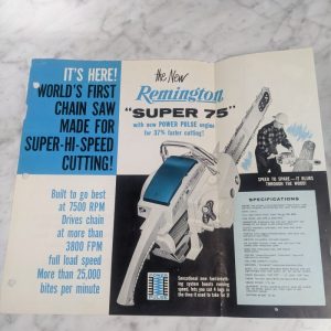 Remington Chainsaw Super 75 Sales Brochure Literature Advertisment Ad