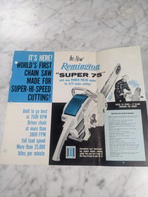 Remington Chainsaw Super 75 Sales Brochure Literature Advertisment Ad