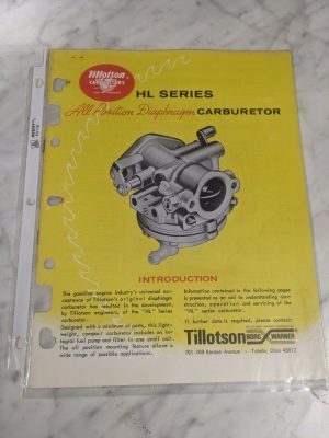 Tillotson Bord Warner Hl Series Diaphragm Carburetor Operator Service Manual