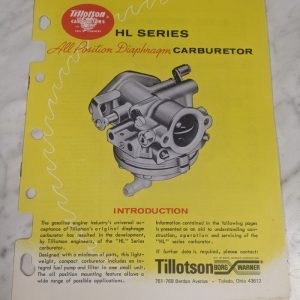Tillotson Bord Warner Hl Series Diaphragm Carburetor Operator Info Manual