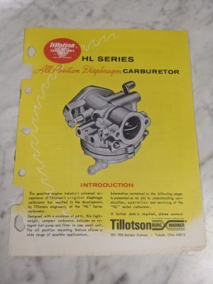 Tillotson Bord Warner Hl Series Diaphragm Carburetor Operator Info Manual