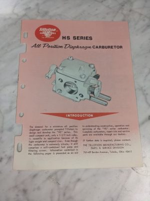 Tillotson Bord Warner Hs Series Diaphragm Carburetor Operator Service Manual