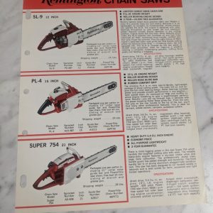 Remington Sl Pl 754 5 6 4 9 Chain Saws Sales Brochure Literature Advertisment Ad