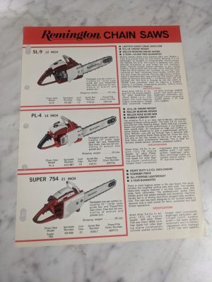 Remington Sl Pl 754 5 6 4 9 Chain Saws Sales Brochure Literature Advertisment Ad