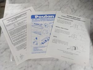 Beaird-Poulan Chain Saw Warranty, Accessories & Instruction Page