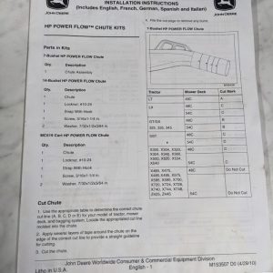 John Deere Installation Instruction Manual Hp Power Flow Chute Kits M153507
