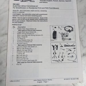 John Deere Installation Instruction Manual Electric Rotation Kit M138727 Bm19867
