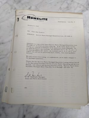 Homelite Dealer Service Parts Packaged Quantities List St-2440 H 1962 Literature