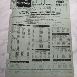 Oregon Retailer Parts Price List Catalog Sales Literature Catalog 1957