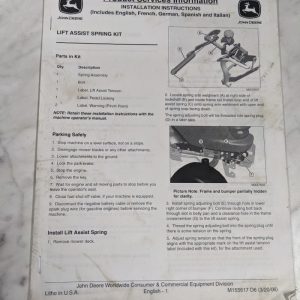 John Deere Service Installation Instruction Manual Lift Assist Kit M155617