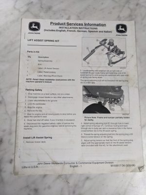 John Deere Service Installation Instruction Manual Lift Assist Kit M155617
